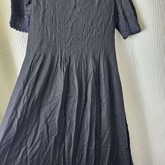 VTG Maxi rayon gauze wgt Sarah Elizabeth Cottagecore Eyelet Short Sleeve Dress - Picture 5 of 11